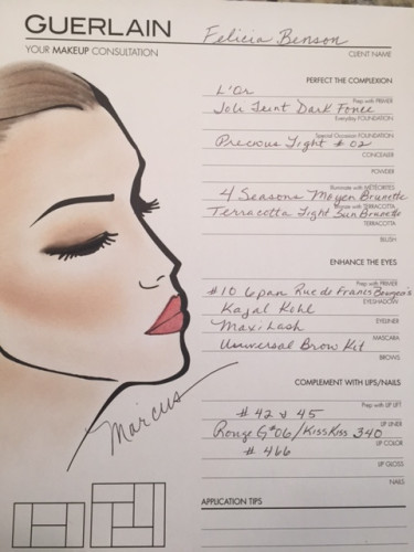 My personalized face chart from Guerlain